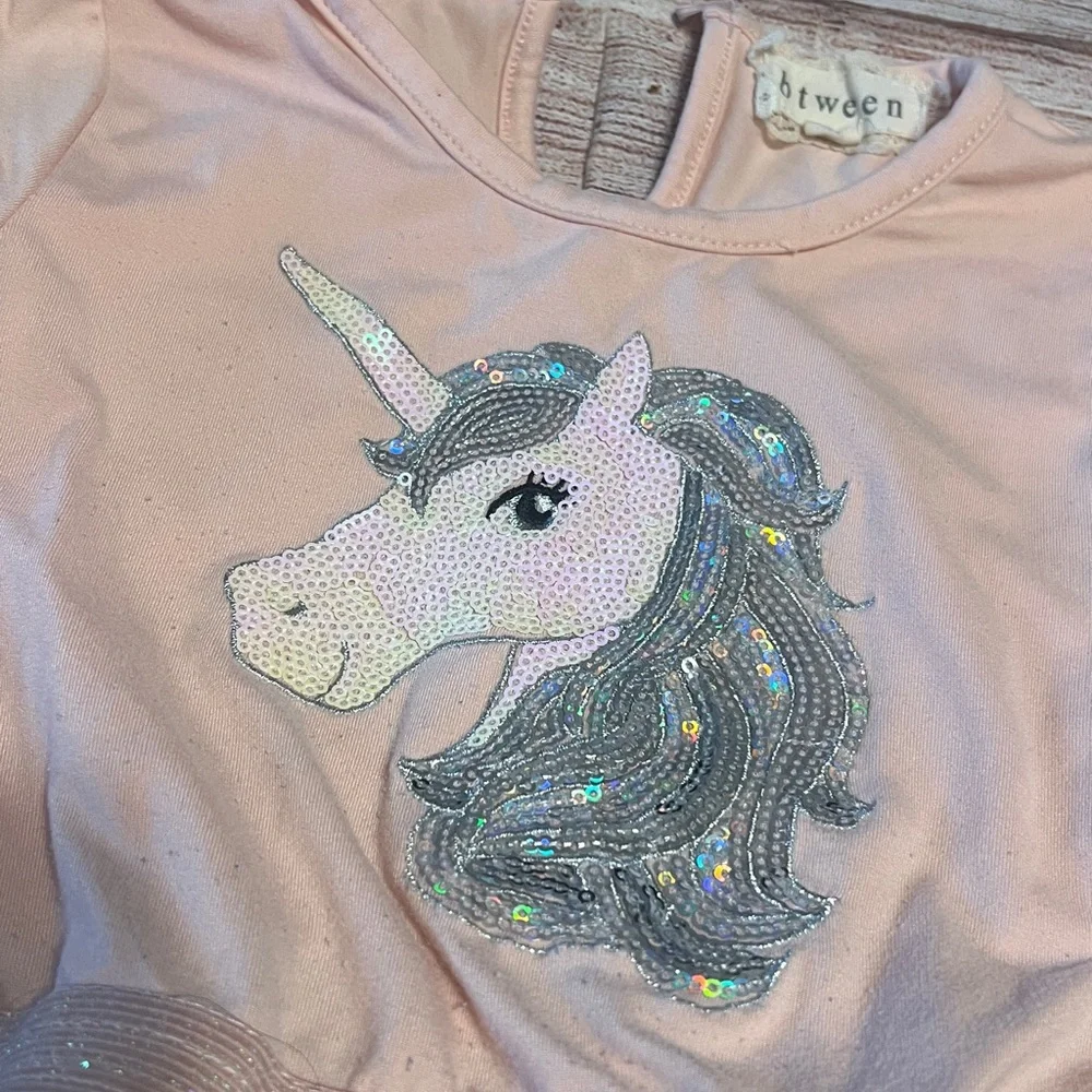 Pink Unicorn Tulle Dress 4T like new - Picture 3 of 4